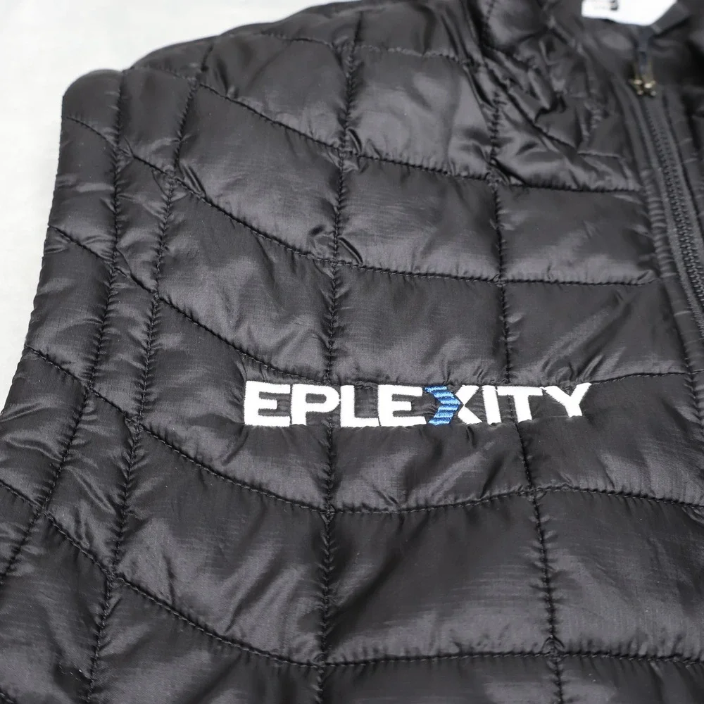 North Face Vest Mens Small Black Thermoball Eco Light Pack Quilted Puffer LOGO